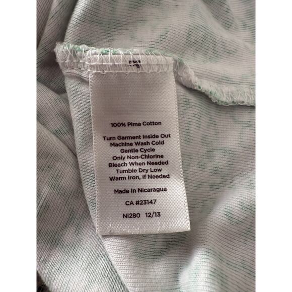 Talbots Petite Sz P Pima Cotton Geometric Top Green Short Sleeve Pullover Casual - Picture 6 of 7